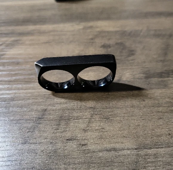 VITALY -  Black Double Finger Ring SIZE 8 And 9 - Picture 4 of 9